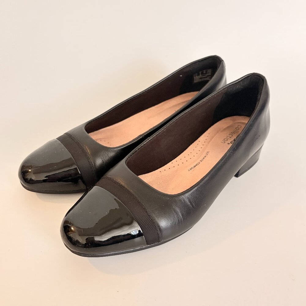 Clarks Women's Shoes Juliet Monte Block Heel Pumps Black Size 8 (Runs Small)
